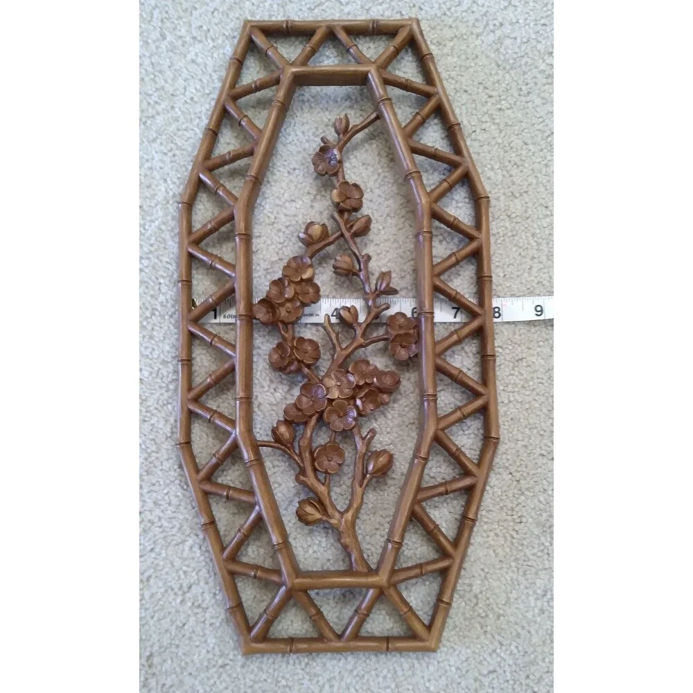 Homco Bamboo Flower Wall Plaques/Wall Hangings